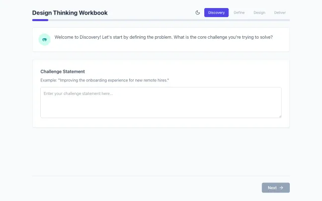 Screenshot of Design Thinking Workbook